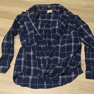 St. John's Bay Blue Plaid Button Down Shirt